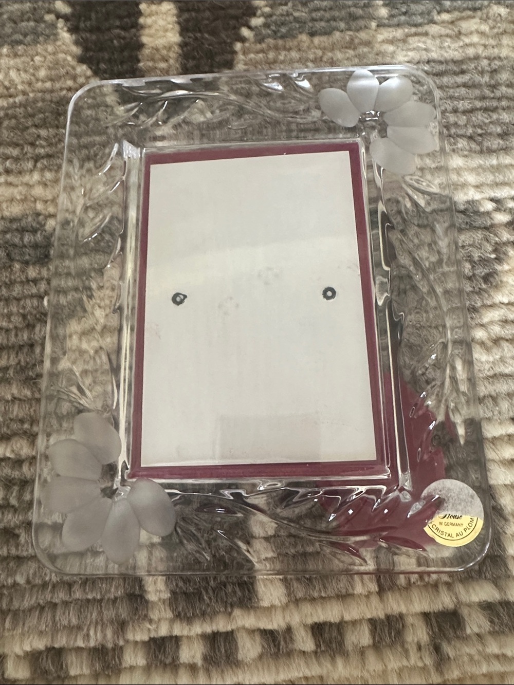 Princess House  Etched Floral Glass Picture Frame 7.5x 6 5x3.5 picture no chips - Picture 4 of 4
